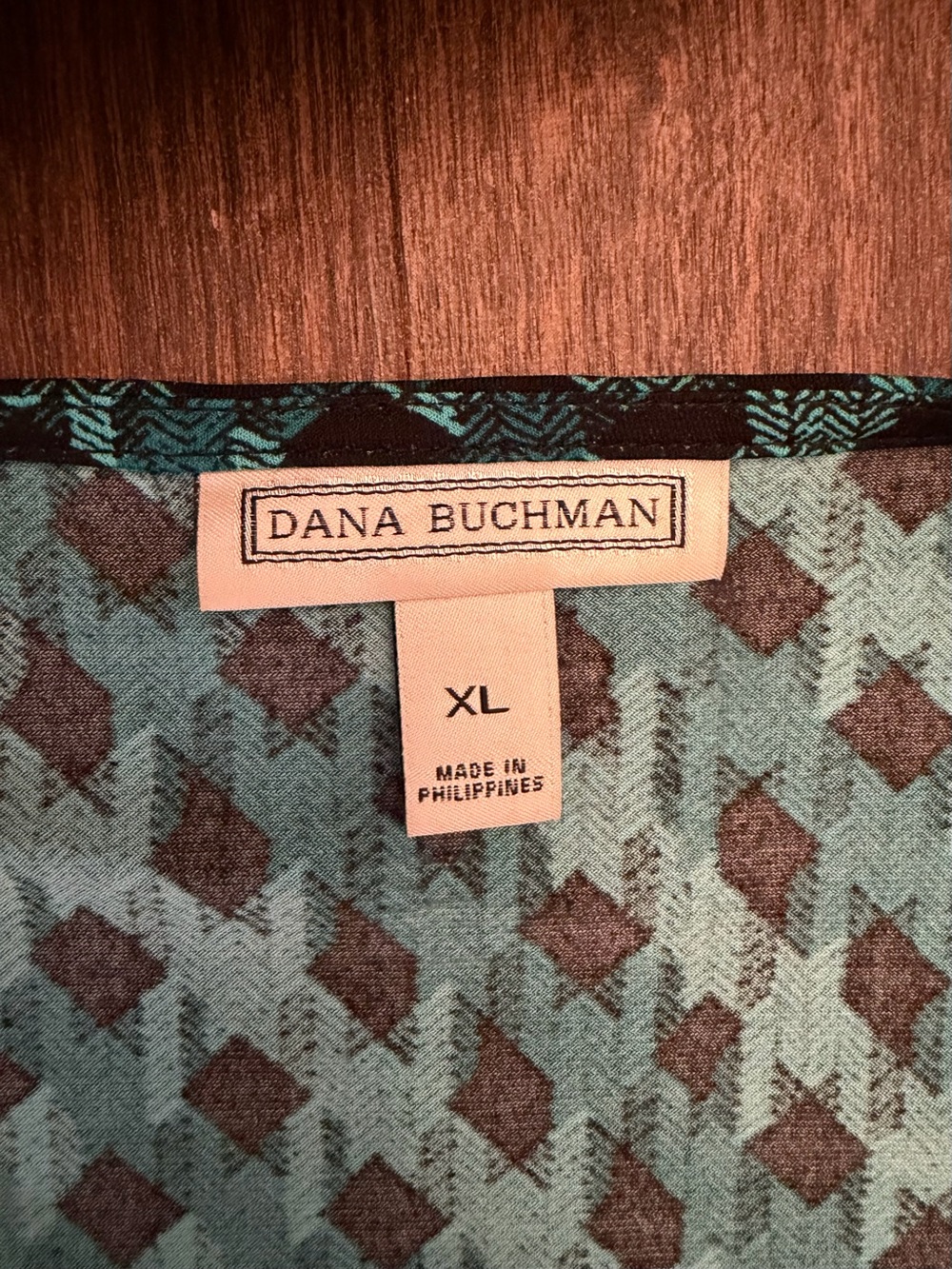 Dana Buchman Teal and Black Patterned Top - Picture 3 of 4